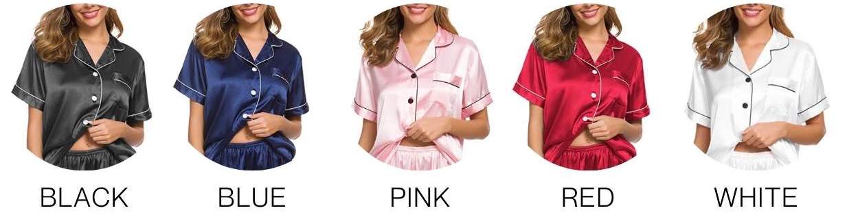 buy short sleeve satin silk pjs online