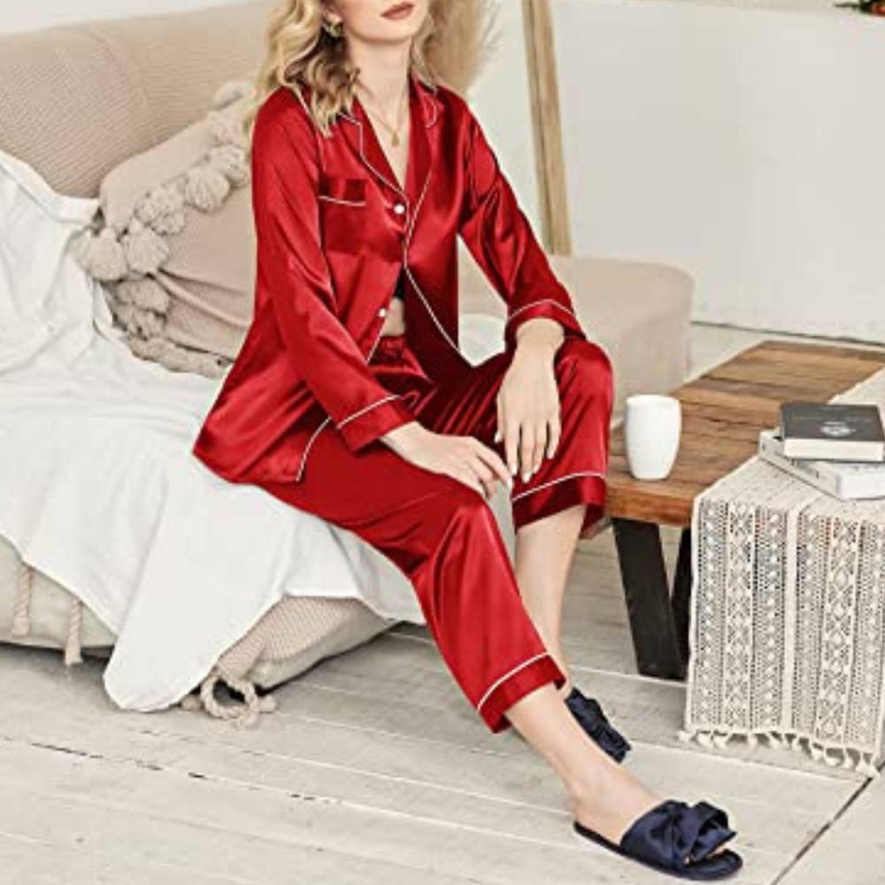 Women's Long Sleeve Satin Pyjamas: image 6