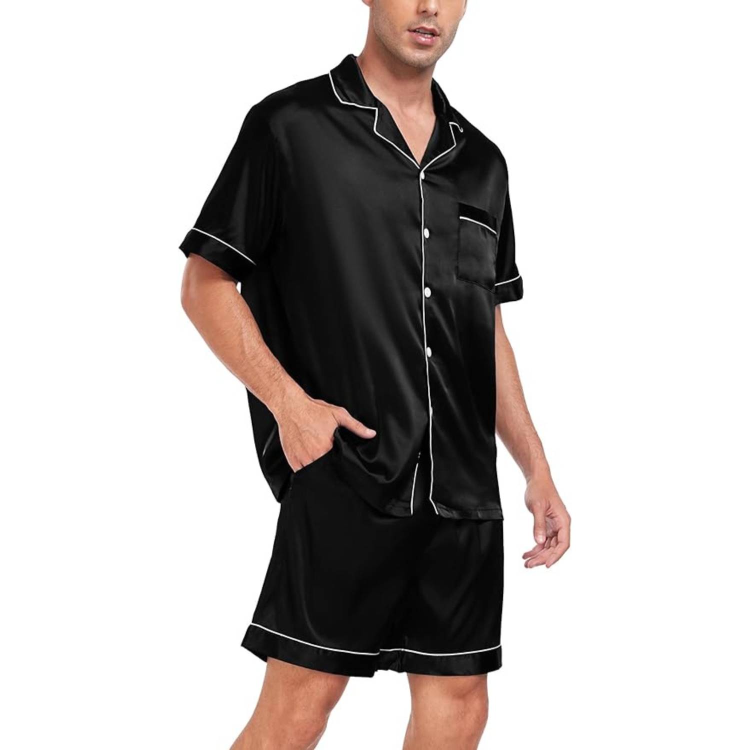 Men's Short Sleeve Satin Pyjamas: image 8