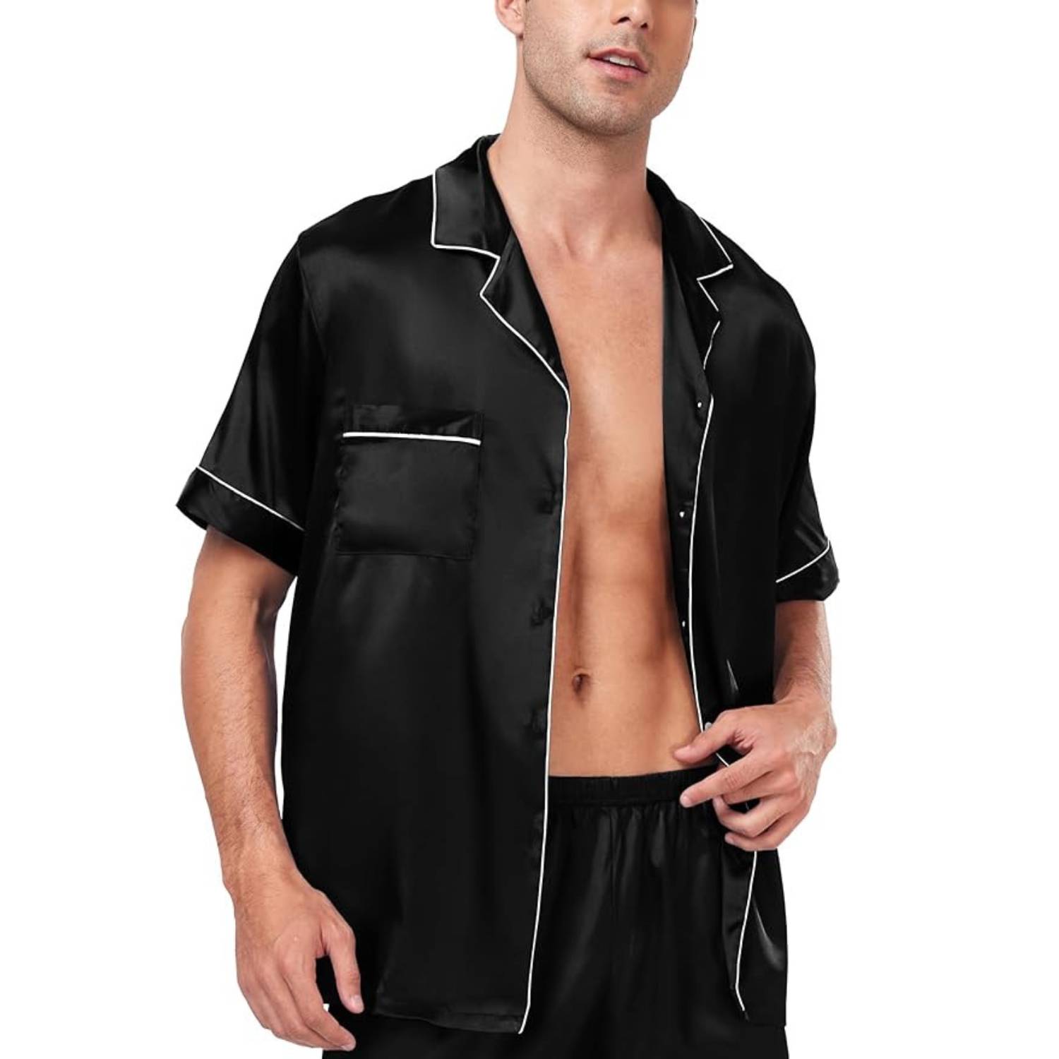 Men's Short Sleeve Satin Pyjamas: image 10
