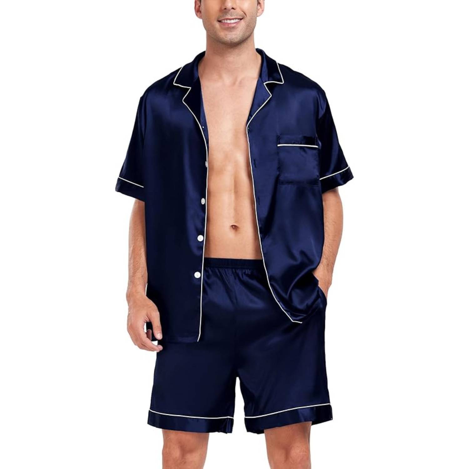 Men's Short Sleeve Satin Pyjamas: image 4