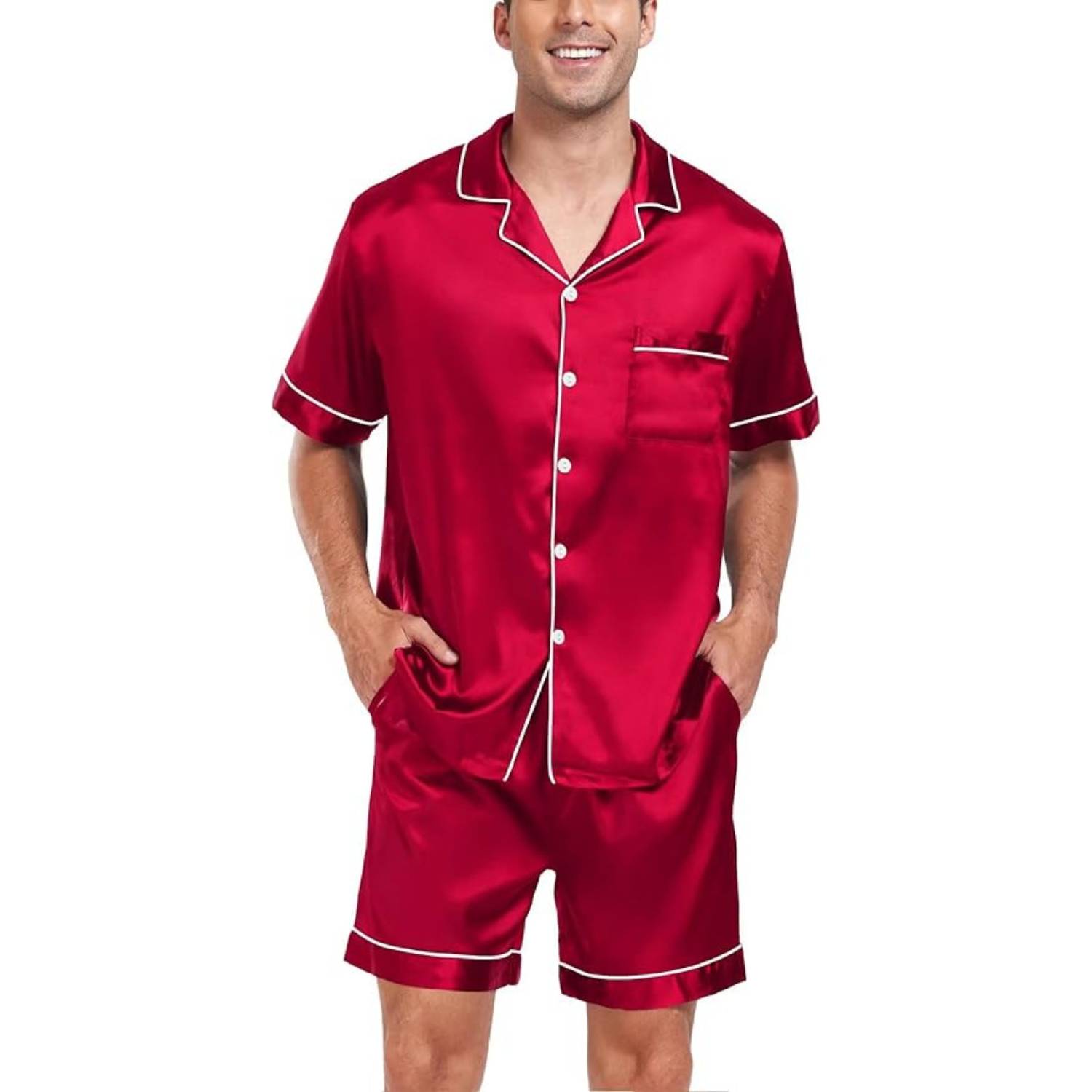 Men's Short Sleeve Satin Pyjamas: image 12