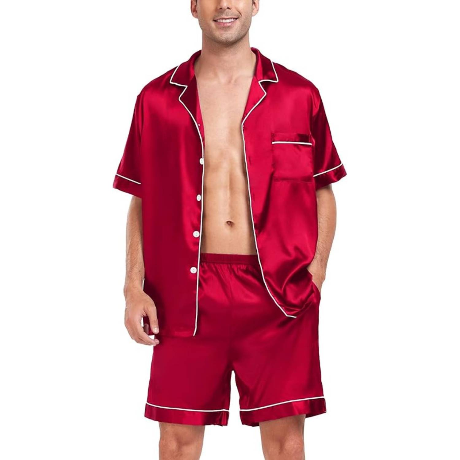 Men's Short Sleeve Satin Pyjamas: image 6