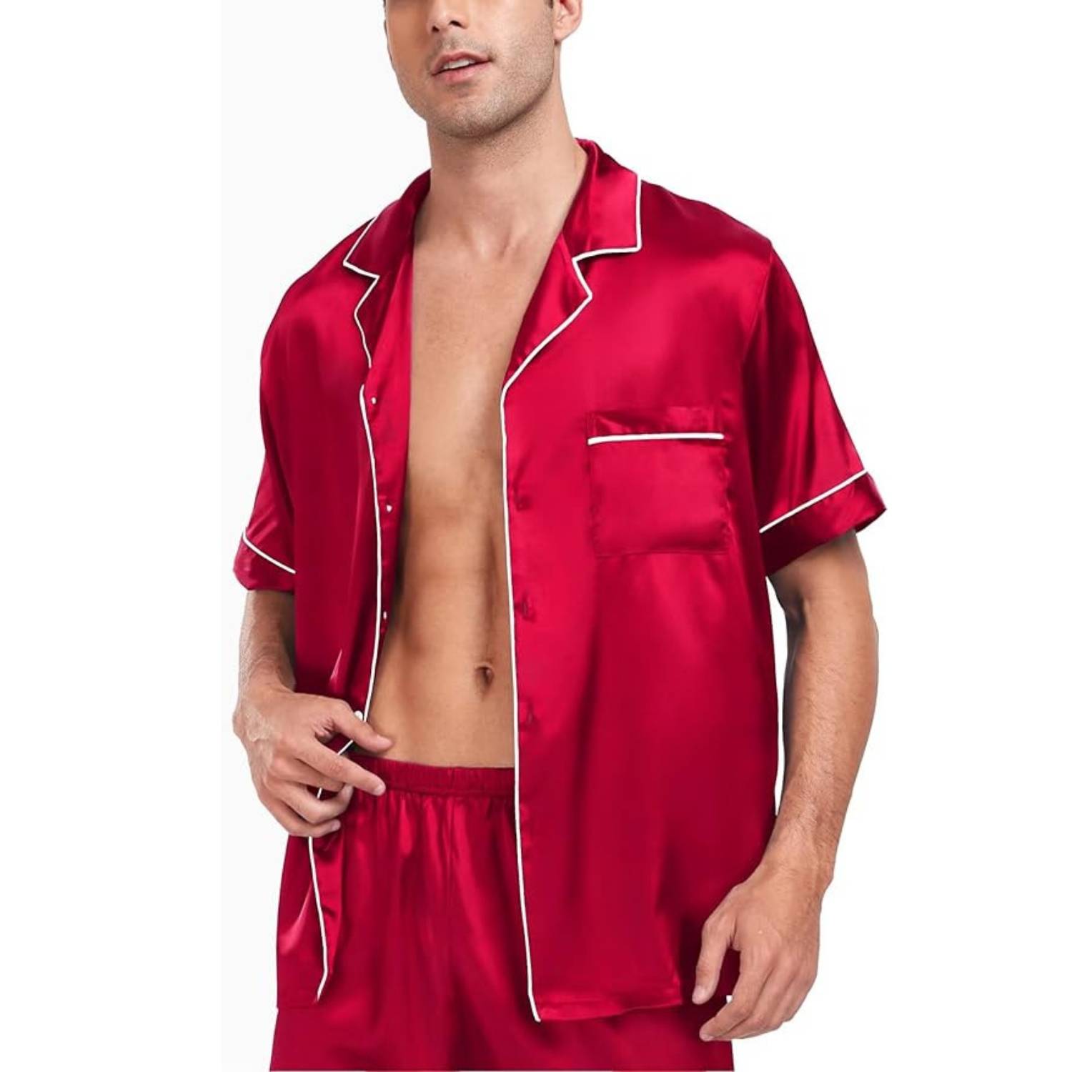 Men's Short Sleeve Satin Pyjamas: image 7