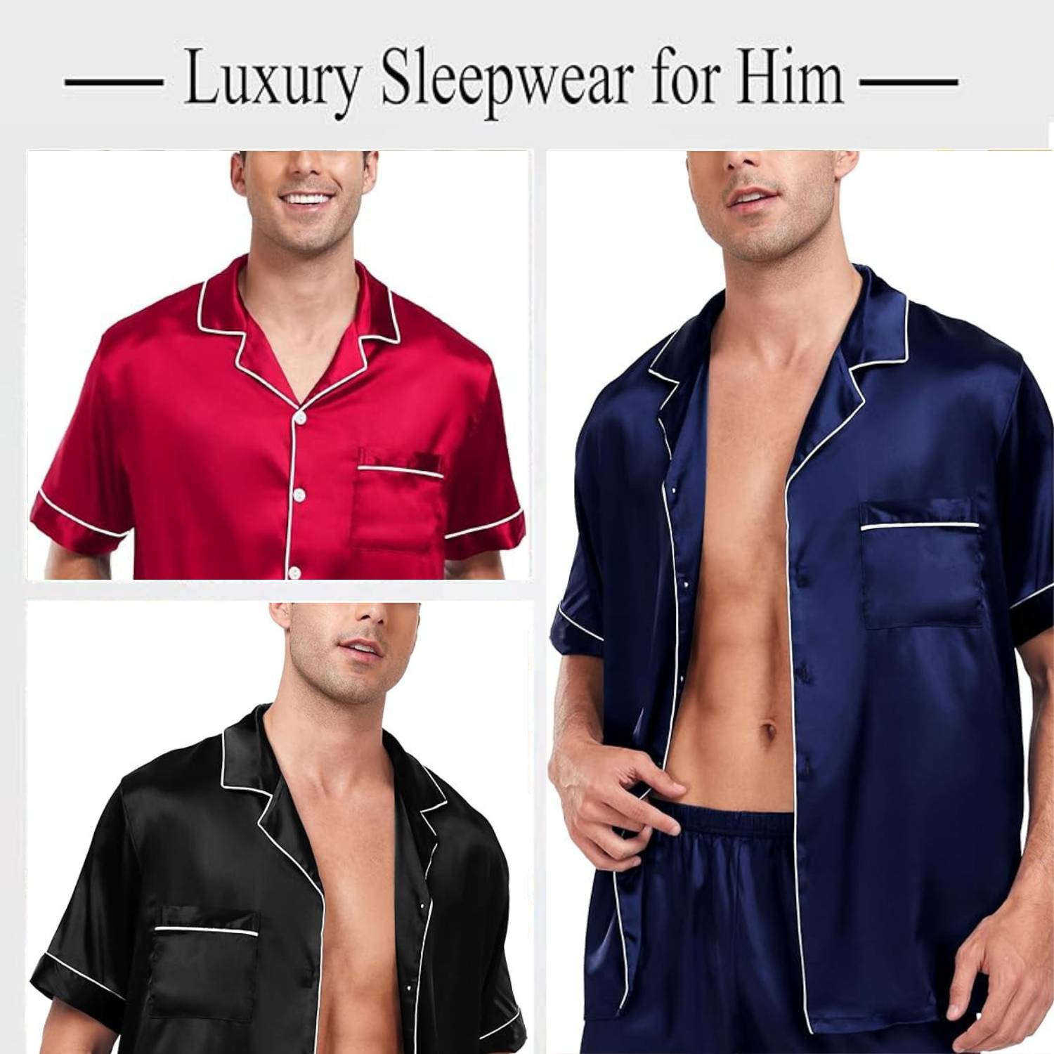 Men's Short Sleeve Satin Pyjamas: image 2