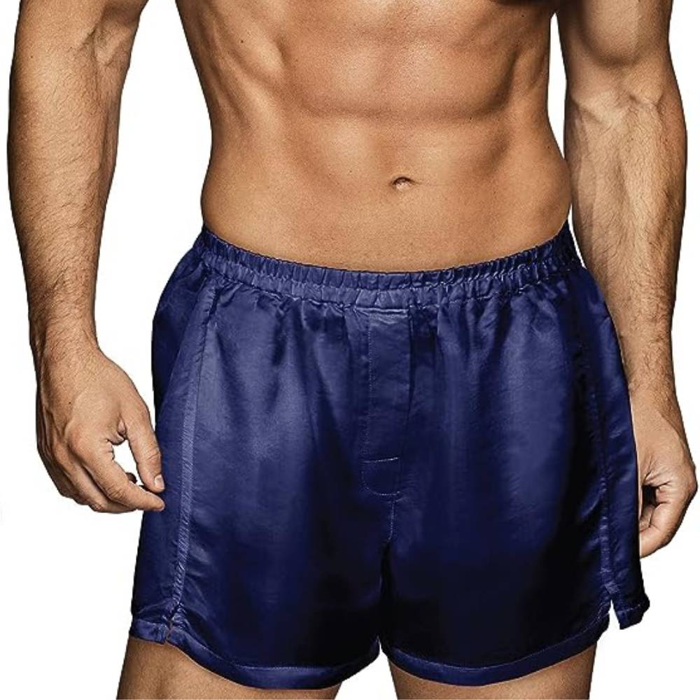 buy blue luxury silk boxers for men